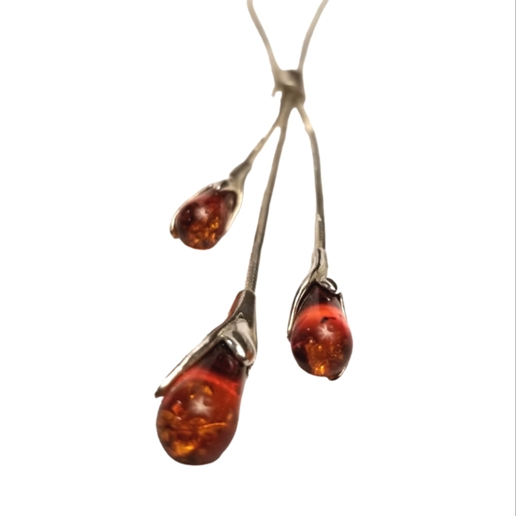 Jewelry - Baltic Amber Teardrop Pendant Necklace, 16"-18"